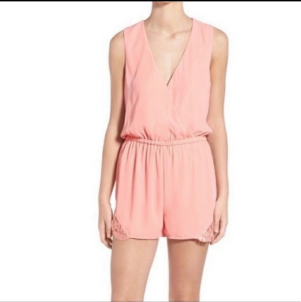 Cupcake & cashmere chiffon romper light coral pink size small
